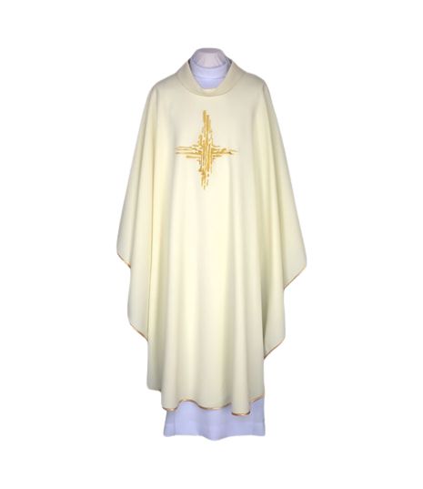 Ornat ecru, pas haftowany - Krzyż (115)