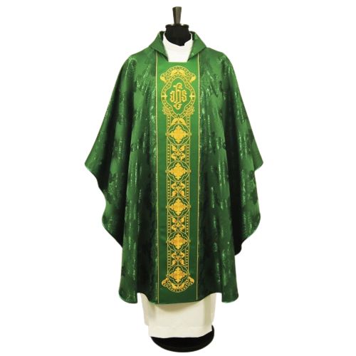 Ornat gotycki, materiał żakard, zielony (62) - zdjęcie 2 - Ornat gotycki, materiał żakard, zielony (62)