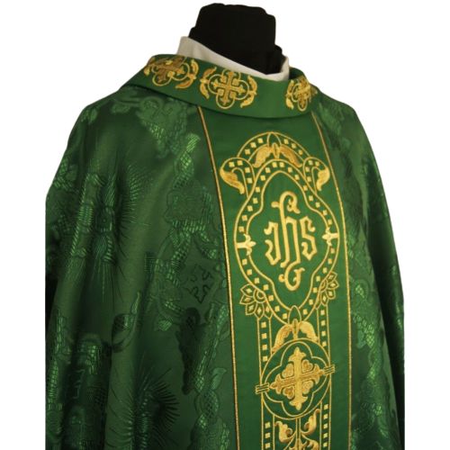 Ornat gotycki, materiał żakard, zielony (67) - zdjęcie 3 - Ornat gotycki, materiał żakard, zielony (67)