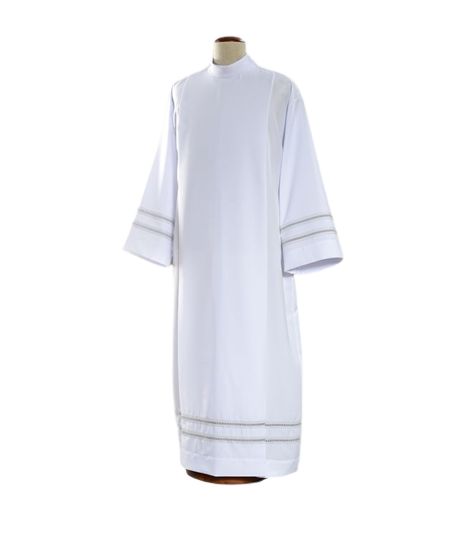 Alba kapłańska biała z popielatą mereżką (19)