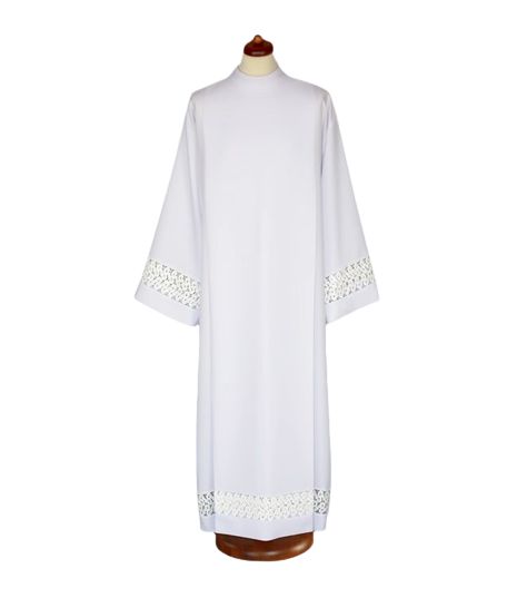 Alba kapłańska z białą, bawełnianą wstawką, gipiurą (23)