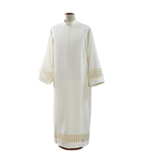 Alba kapłańska ecru z bawełnianą wstawką (29)