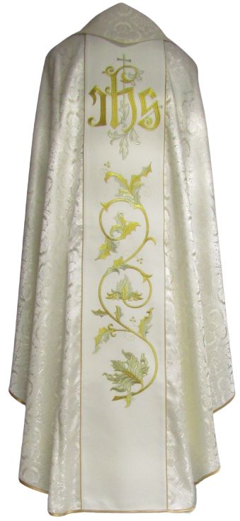 Ornat haftowany Święty Charbel - materiał ecru rozeta - zdjęcie 2 - Ornat haftowany Święty Charbel - materiał ecru rozeta