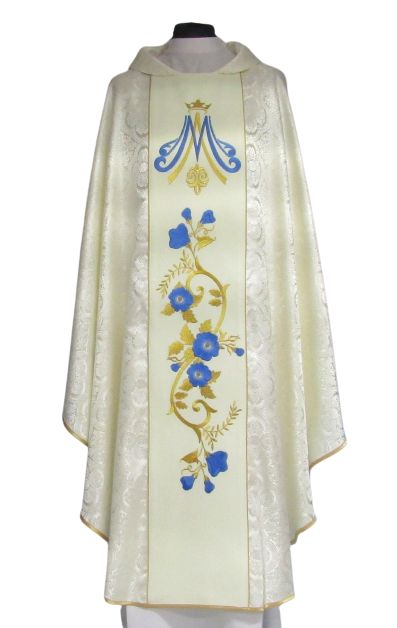 Ornat maryjny z haftowanym pasem, materiał rozeta (67)