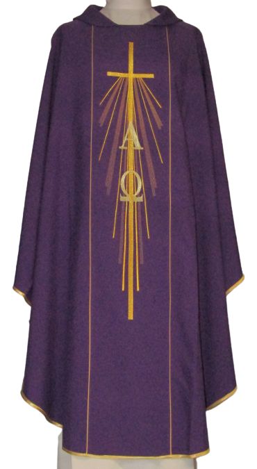 Ornat haftowany Alfa i Omega - kolory liturgiczne (11) - zdjęcie 2 - Ornat haftowany Alfa i Omega - kolory liturgiczne (11)