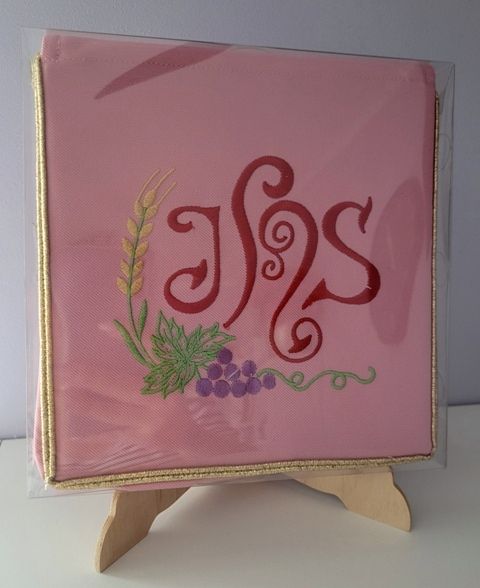 Bursa do chorych, różowa haftowana