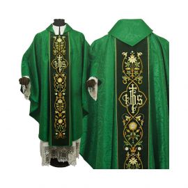 Ornat gotycki IHS żakard - kolory liturgiczne (16) - Ornaty haftowane - Nowość