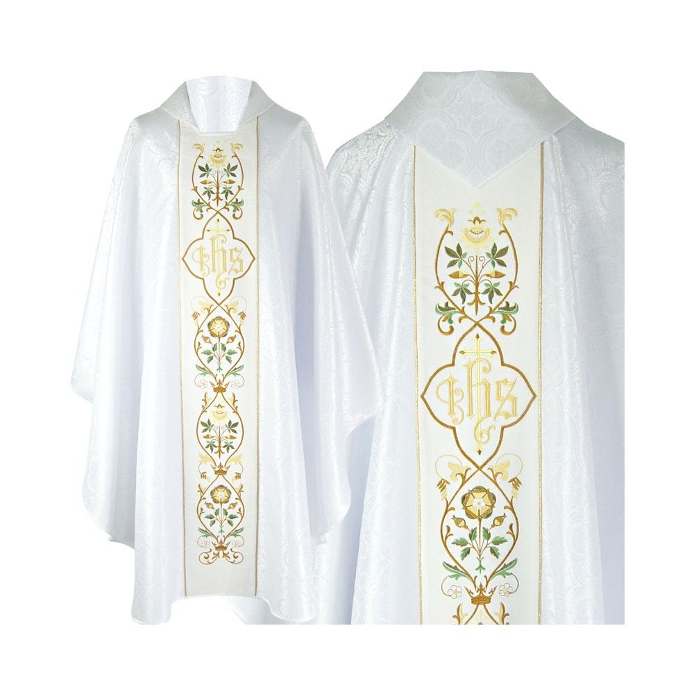 Ornat gotycki IHS żakard - kolory liturgiczne (16) - zdjęcie 2 - Ornat gotycki IHS  żorżeta - kolory liturgiczne (15)