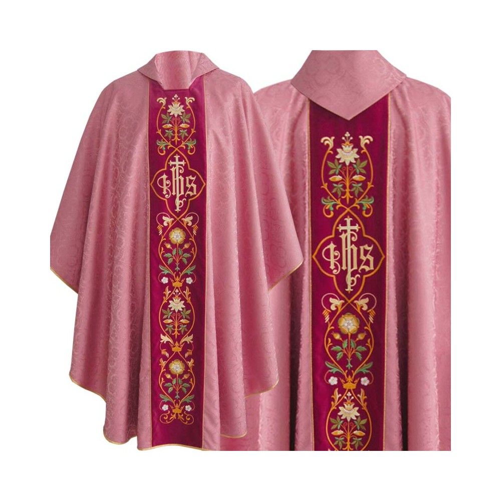 Ornat gotycki IHS żakard - kolory liturgiczne (16) - zdjęcie 6 - Ornat gotycki IHS  żorżeta - kolory liturgiczne (15)