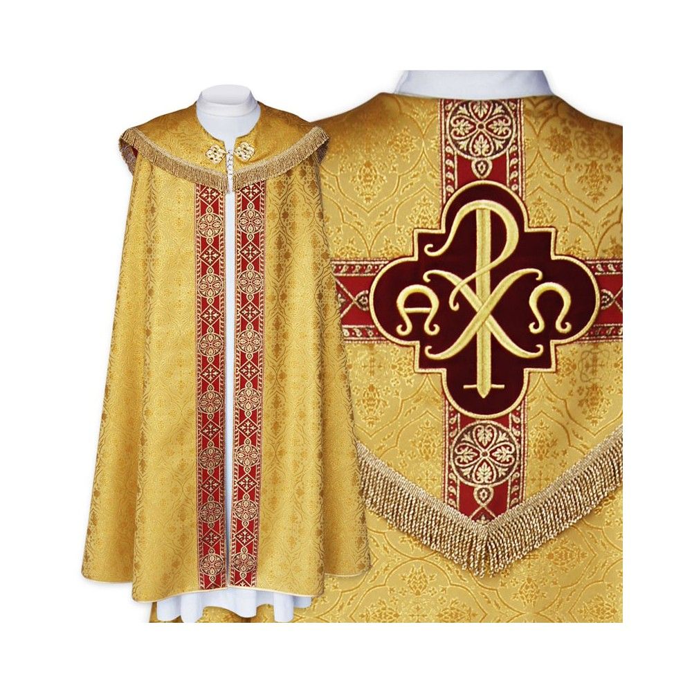 Kapa semi gotycka haftowana - kolor złoty (93) - KAPY LITURGICZNE