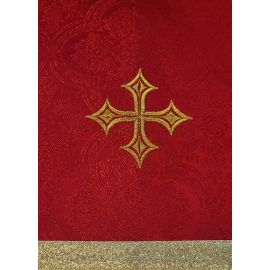 Welon na kielich czerwony, ozdobny krzyż + złota taśma