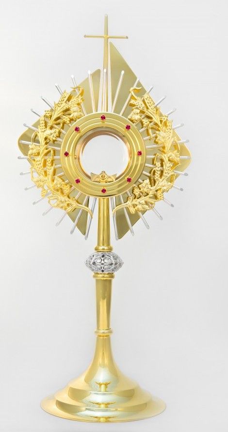 Monstrancja złocona z ozdobnymi kłosami - 52 cm (S041)