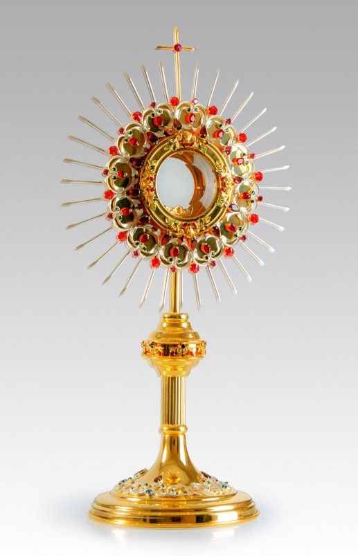 Monstrancja złocona z ozdobnymi rubinami - 60 cm (S043)