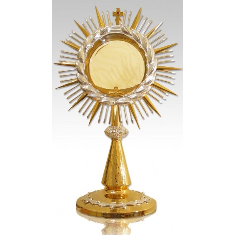 Monstrancja złocona z ozdobnymi elementami, na dużą hostię - 45 cm (S044) - Monstrancja złocona z ozdobnymi elementami, na dużą hostię - 45 cm (S044)