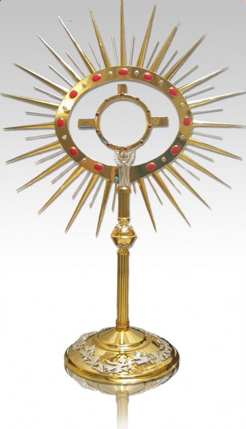 Monstrancja złocona z ozdobnymi elementami, na dużą hostię - 80 cm (S045)