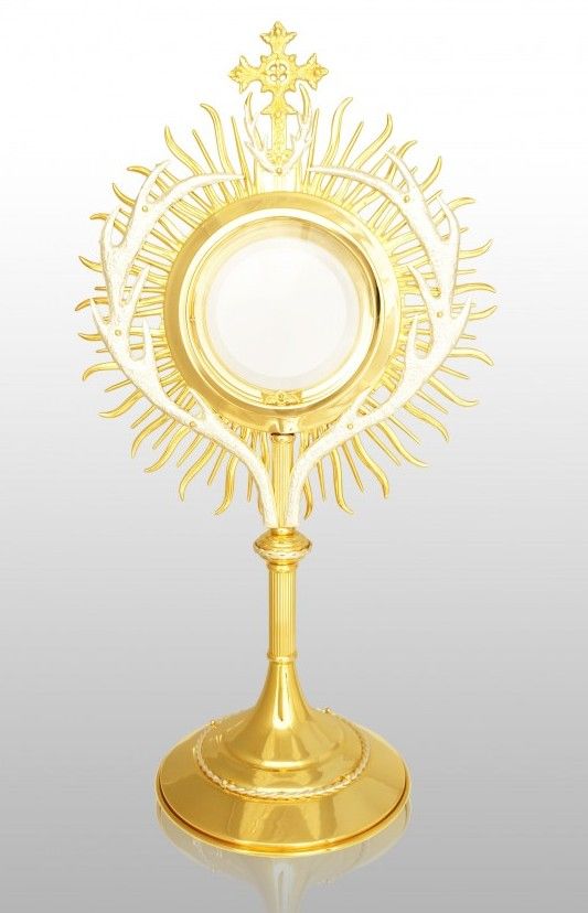 Monstrancja złocona z ozdobnymi krzewami, na dużą hostię - 60 cm (S046) - Monstrancja złocona z ozdobnymi krzewami, na dużą hostię - 60 cm (S046)