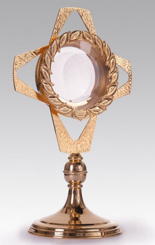 Monstrancja złocona z ozdobnymi krzewami, na dużą hostię - 73 cm (S047)