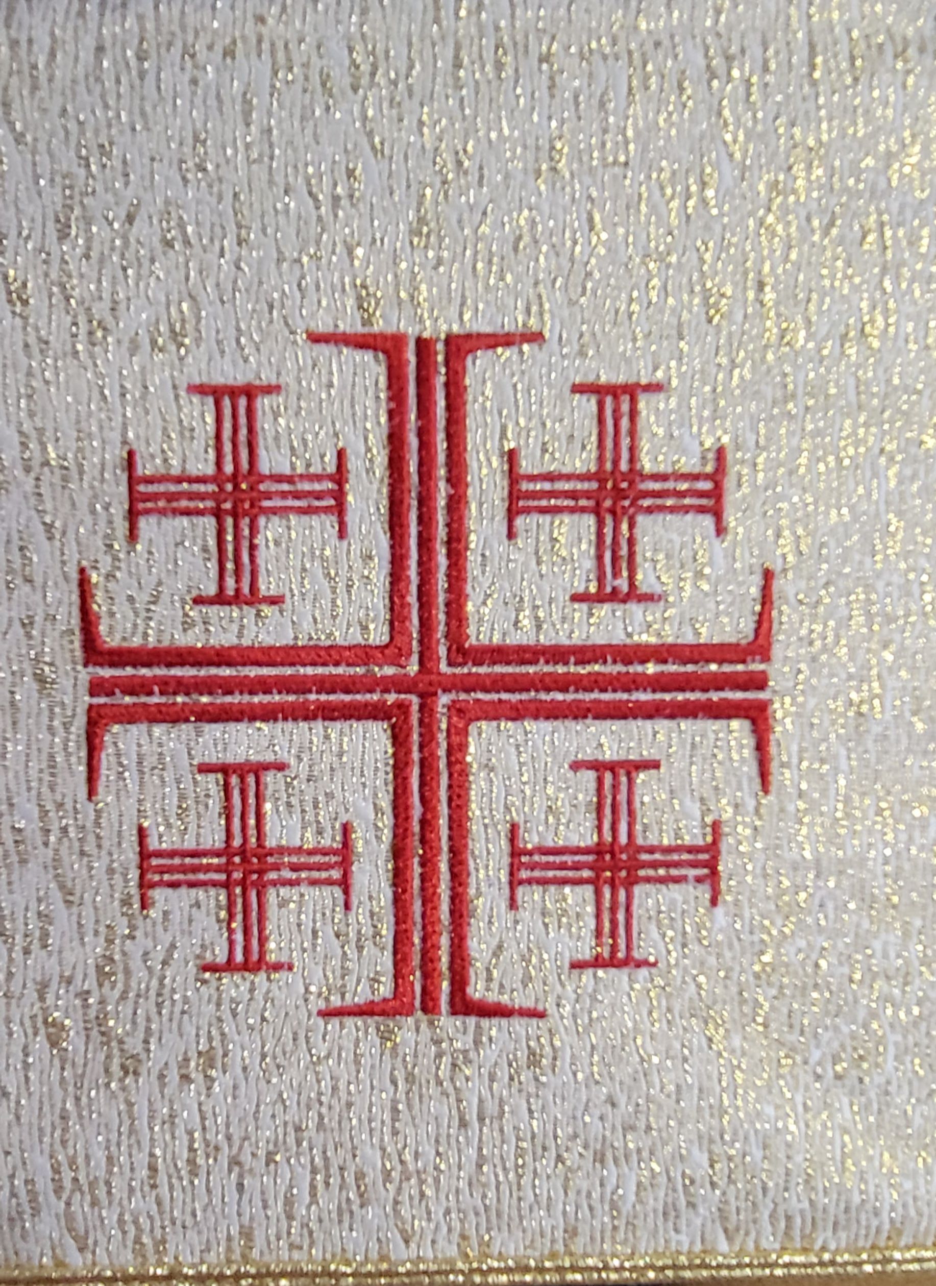 Bursa do chorych haftowana, wzór krzyż jerozolimski (38) - zdjęcie 2 - Bursa do chorych haftowana (38)