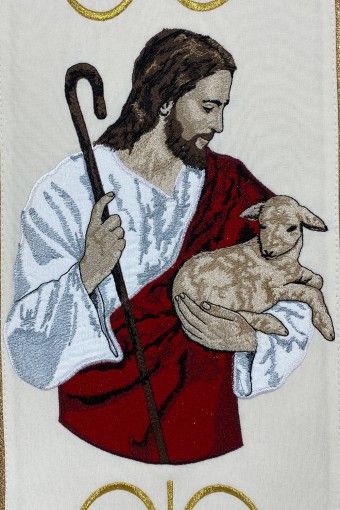 Ornat haftowany Chrystus Dobry Pasterz - zdjęcie 2 - Ornat haftowany Chrystus Dobry Pasterz