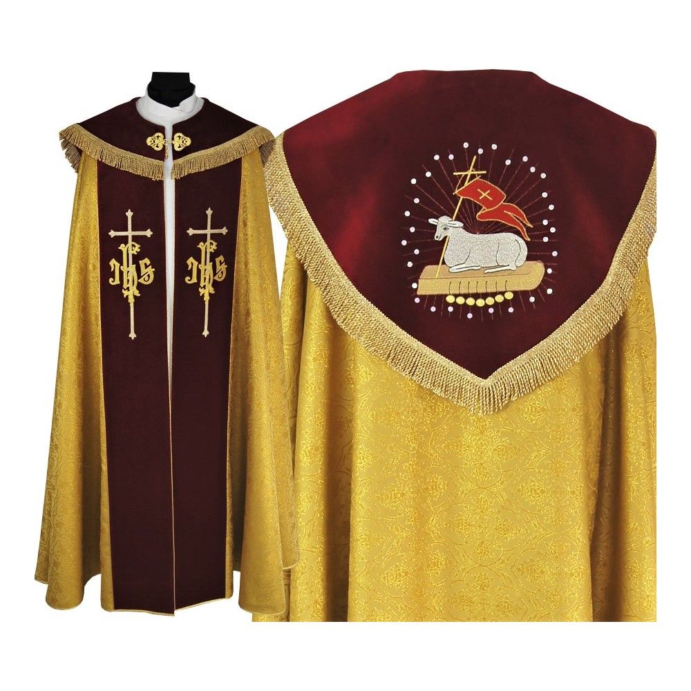 Kapa haftowana stare złoto - motyw Baranka Bożego - KAPY HAFTOWANE