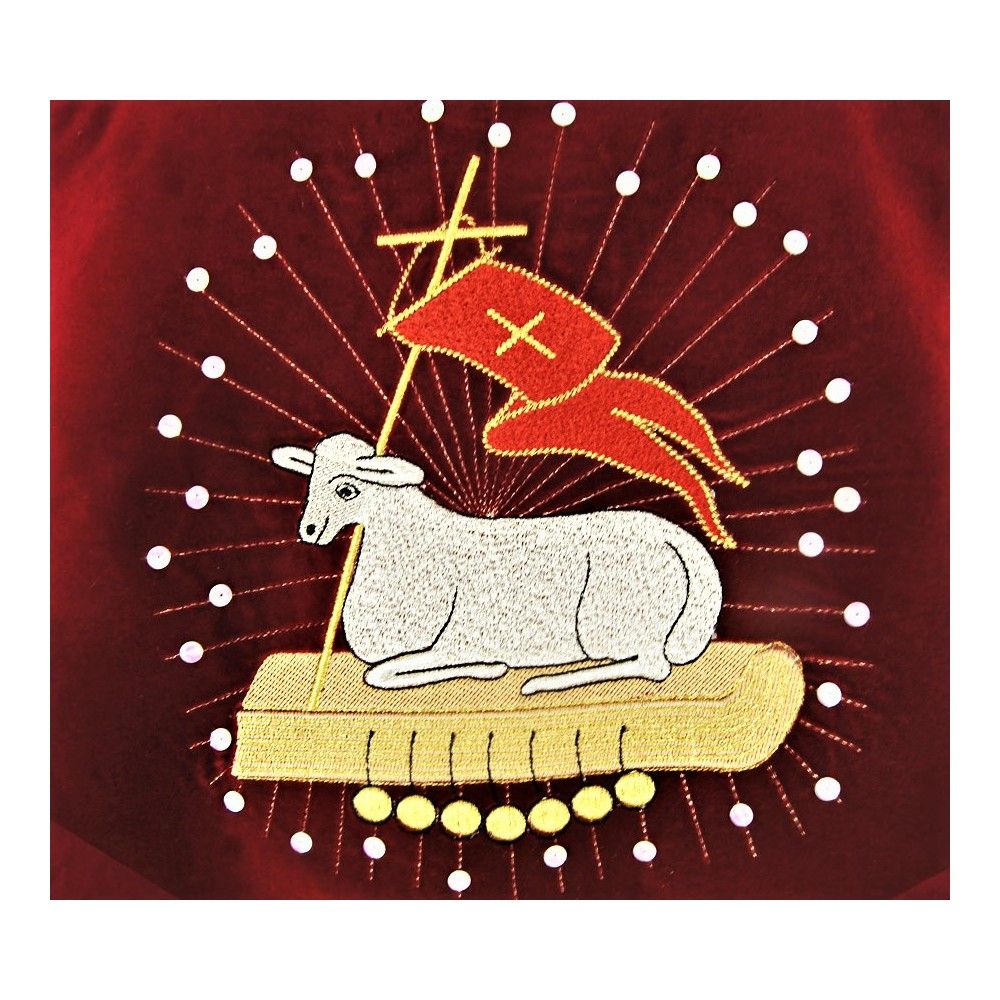 Kapa haftowana stare złoto - motyw Baranka Bożego - zdjęcie 2 - Kapa haftowana stare złoto - motyw Baranka Bożego