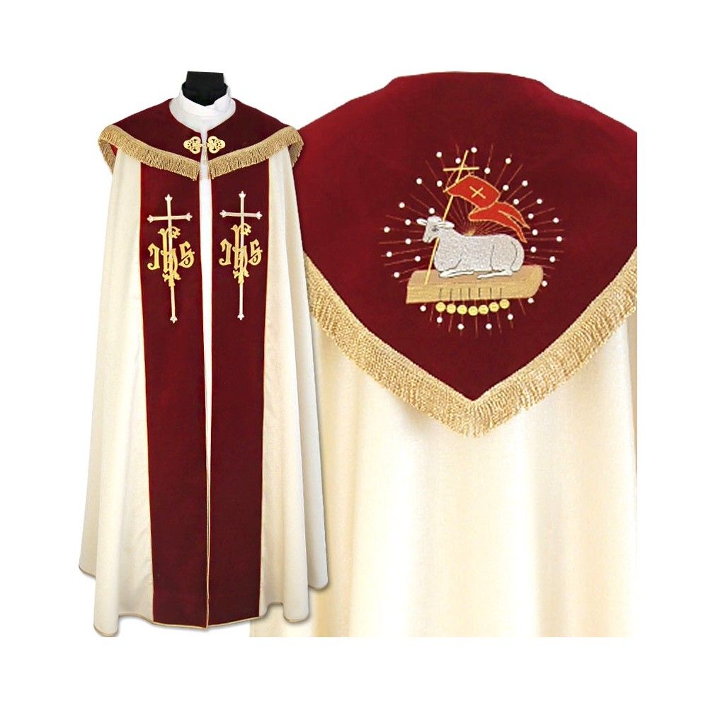 Kapa haftowana jasne złoto - motyw Baranka Bożego - KAPY HAFTOWANE