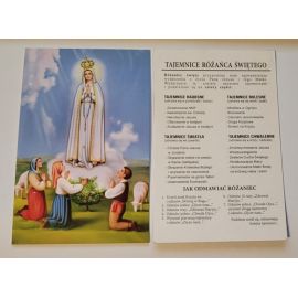 Obrazek z modlitwą Tajemnice Różańcowe Fatima - 1 sztuka (1) - RÓŻAŃCE, KORONKI, TAJEMNICE RÓŻAŃCOWE