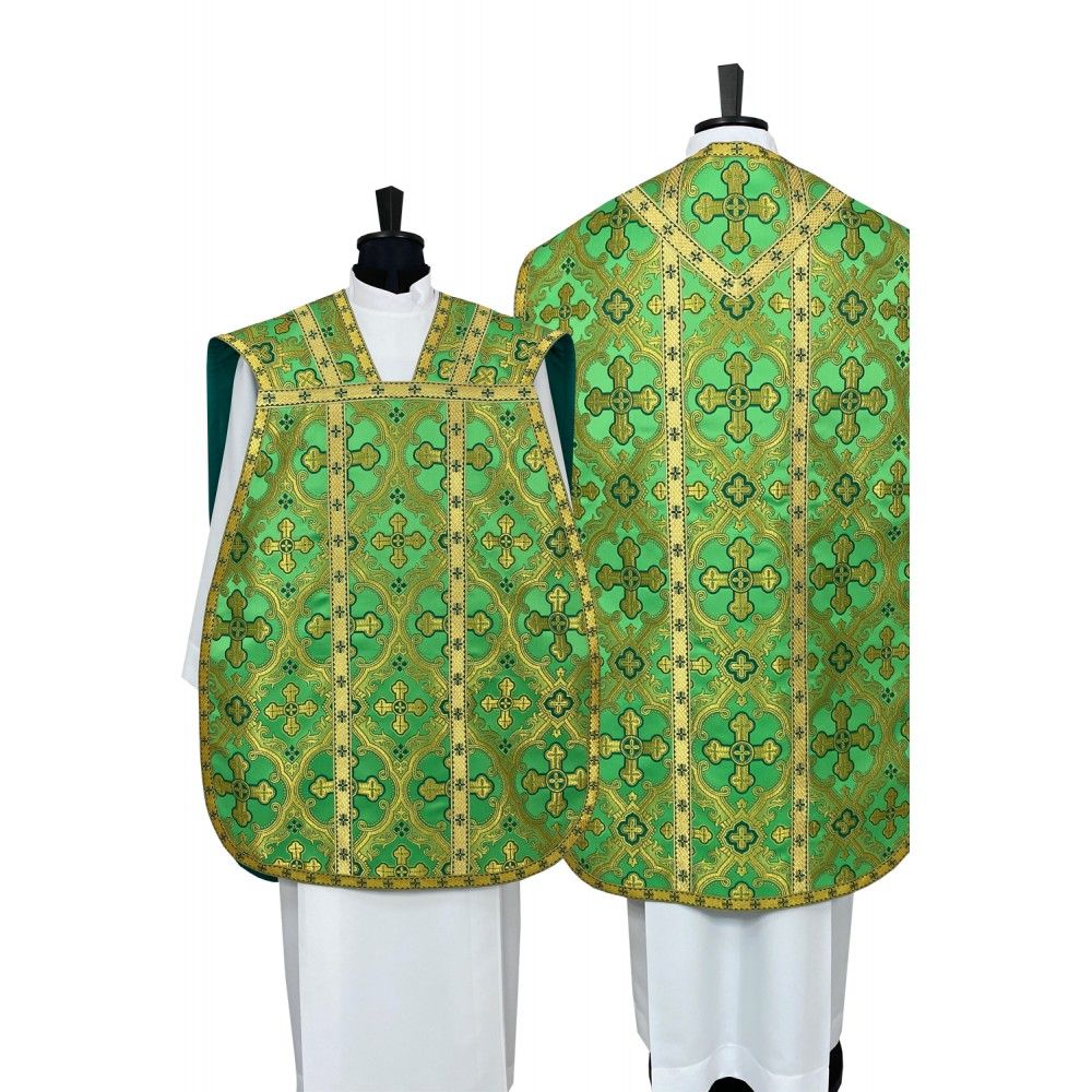 Ornat rzymski zielony - tkanina jedwabna (25)