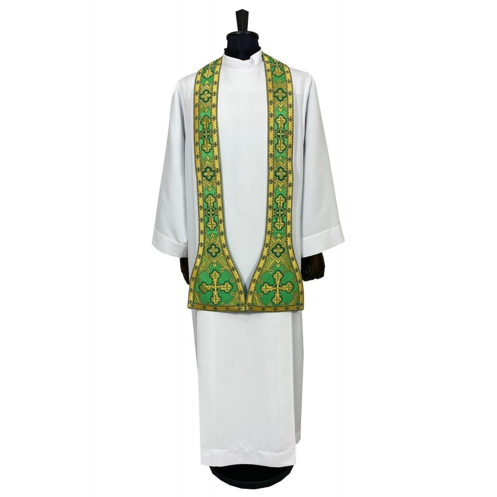 Ornat rzymski zielony - tkanina jedwabna (25) - zdjęcie 3 - Ornat rzymski zielony - tkanina jedwabna (25)