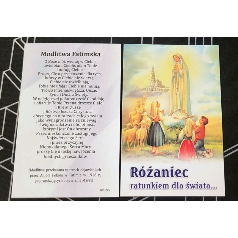 Obrazek z modlitwą Modlitwa Fatimska - 1 sztuka - Obrazek z modlitwą Modlitwa Fatimska - 1 sztuka