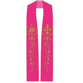 Stuła różowa IHS + ornament (2)