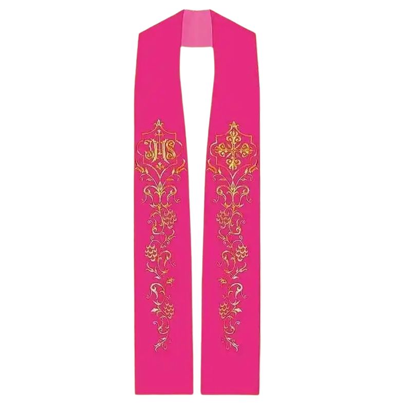 Stuła różowa IHS + ornament (2) - Stuła różowa IHS + ornament (2)