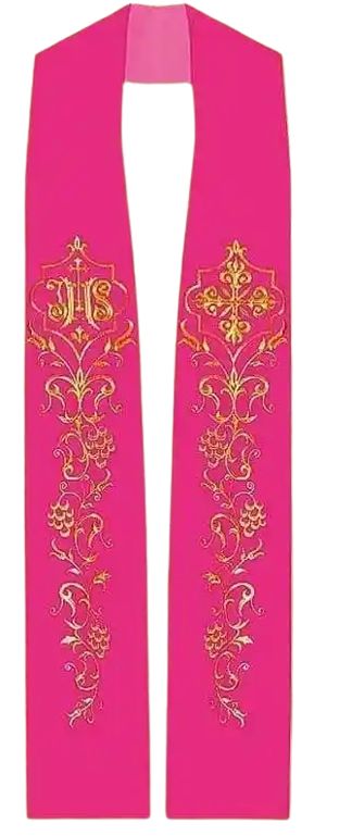 Stuła różowa IHS + ornament (2)