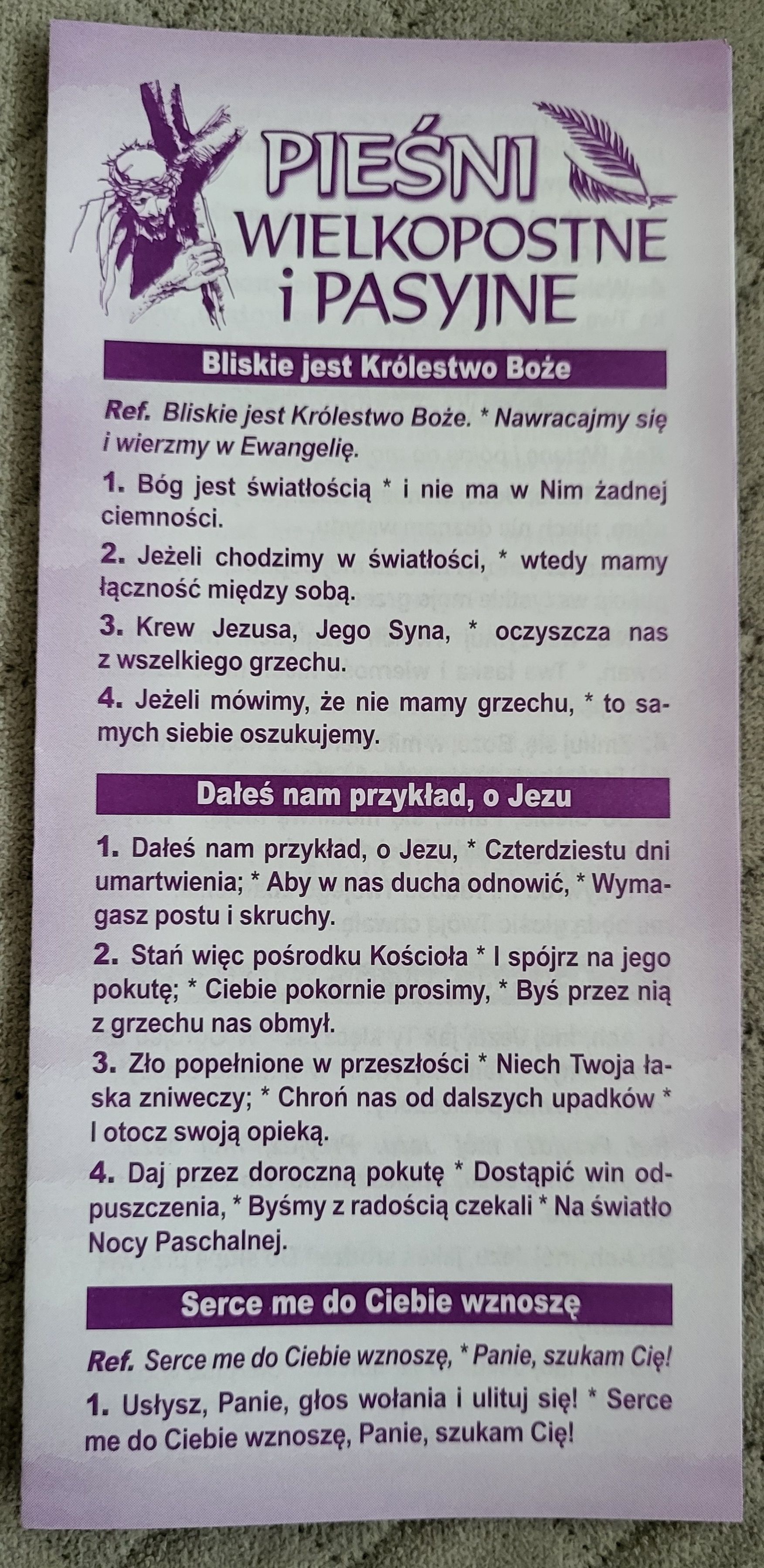 Pieśni wielkopostne i pasyjne - folder składany na 3 części