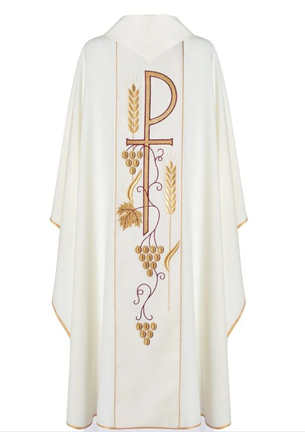 Ornat haftowany z symbolem Kielicha- ecru (H4) - zdjęcie 2 - Ornat haftowany z symbolem Kielicha- ecru (H4)