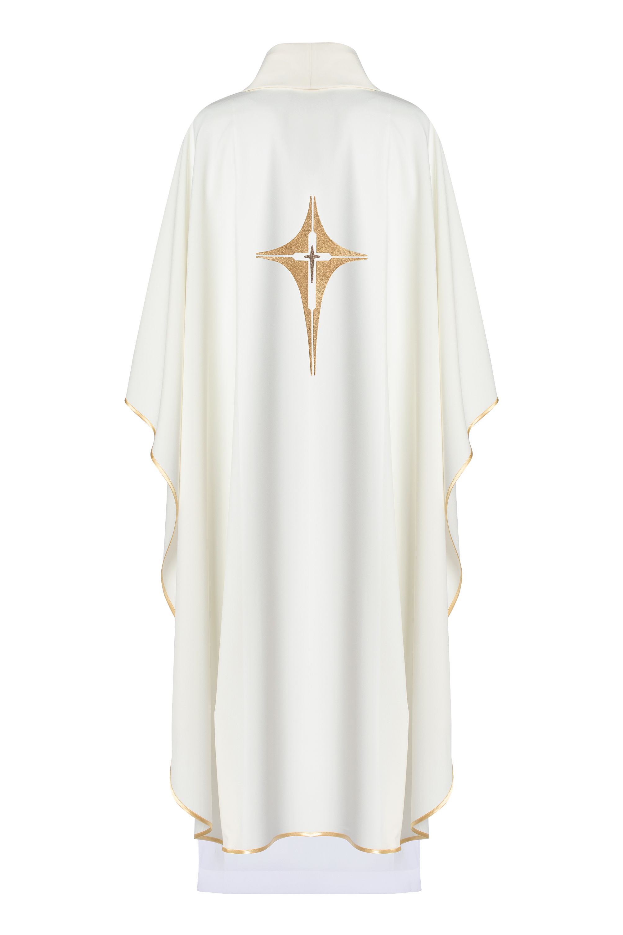 Ornat haftowany z symbolem Krzyża- ecru (H2) - zdjęcie 2 - Ornat haftowany z symbolem Krzyża- ecru (H2)