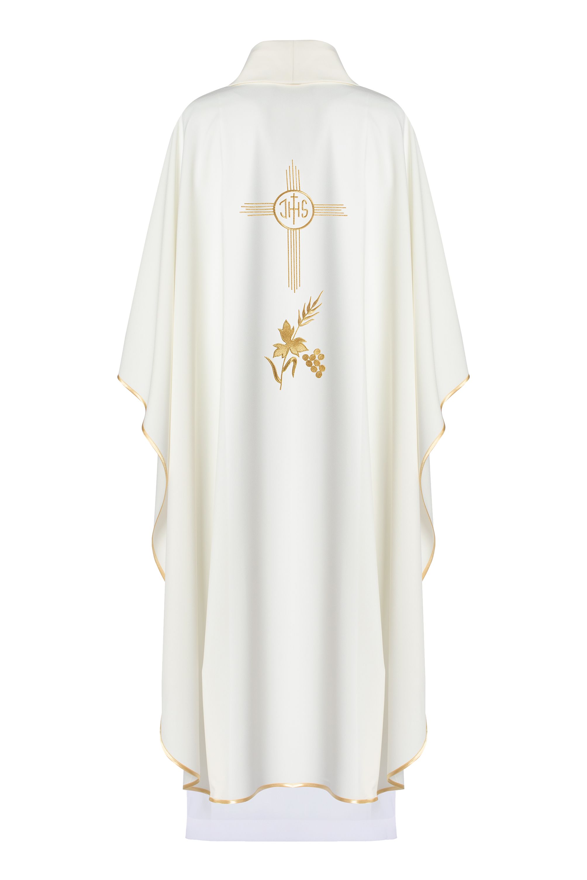 Ornat haftowany z symbolem IHS- ecru (H3) - zdjęcie 2 - Ornat haftowany z symbolem IHS- ecru (H3)