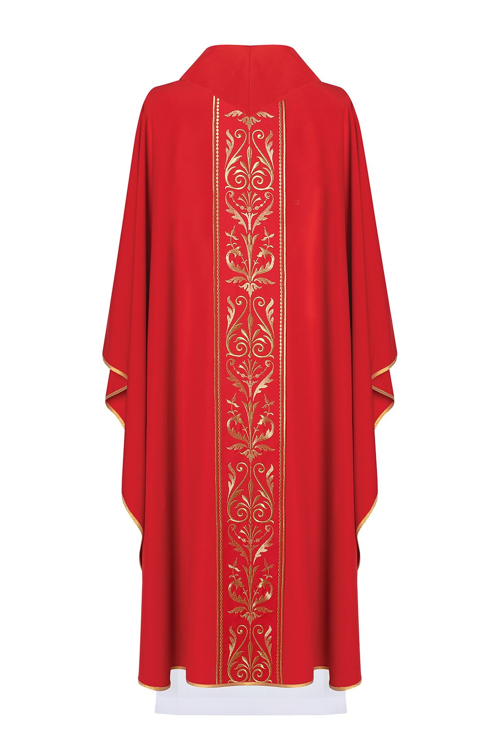 Ornat haftowany z ozdobnym pasem - czerwony (H4) - zdjęcie 2 - Ornat haftowany z ozdobnym pasem - czerwony (H4)