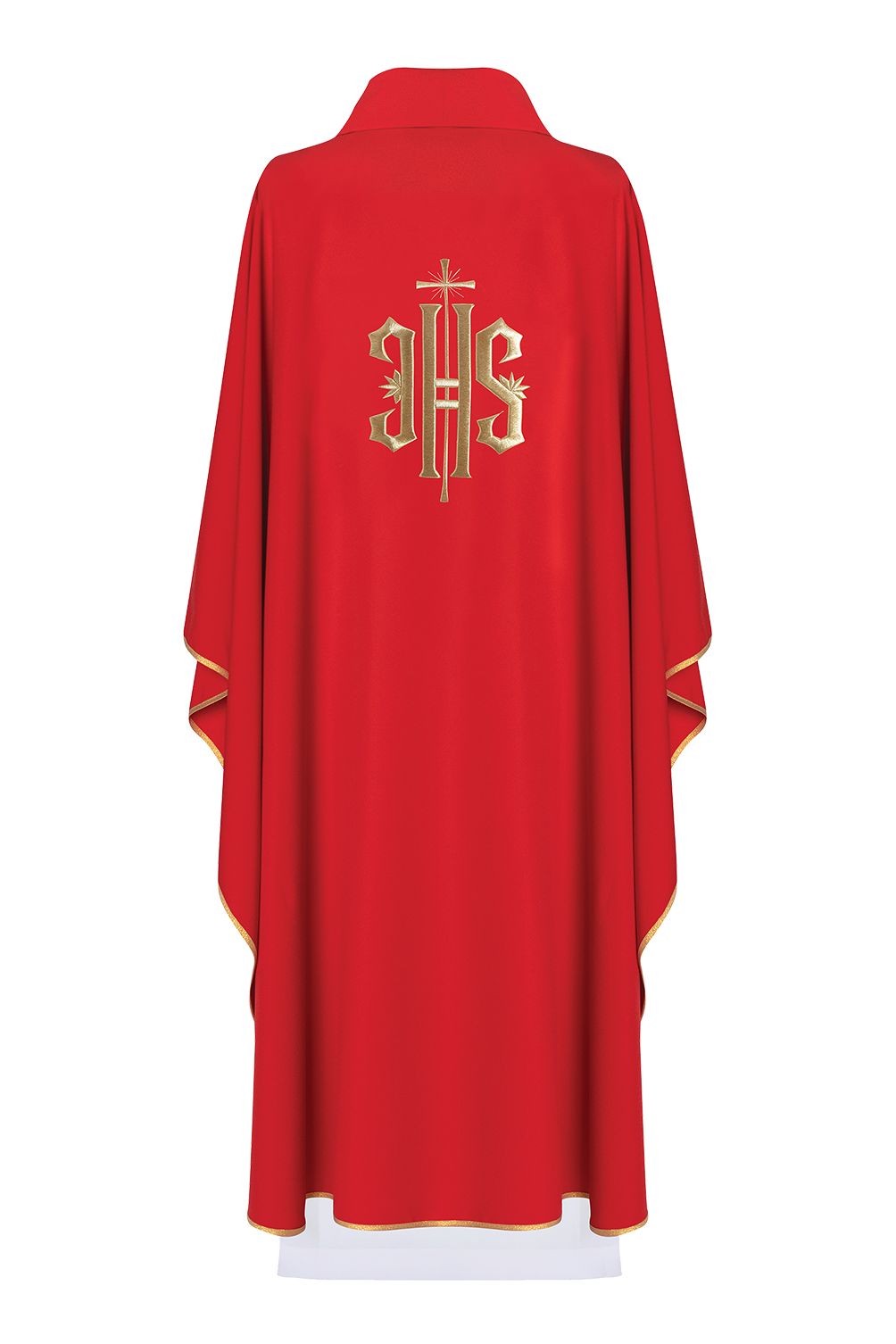 Ornat haftowany z symbolem IHS- czerwony (H5) - zdjęcie 2 - Ornat haftowany z symbolem IHS- czerwony (H5)