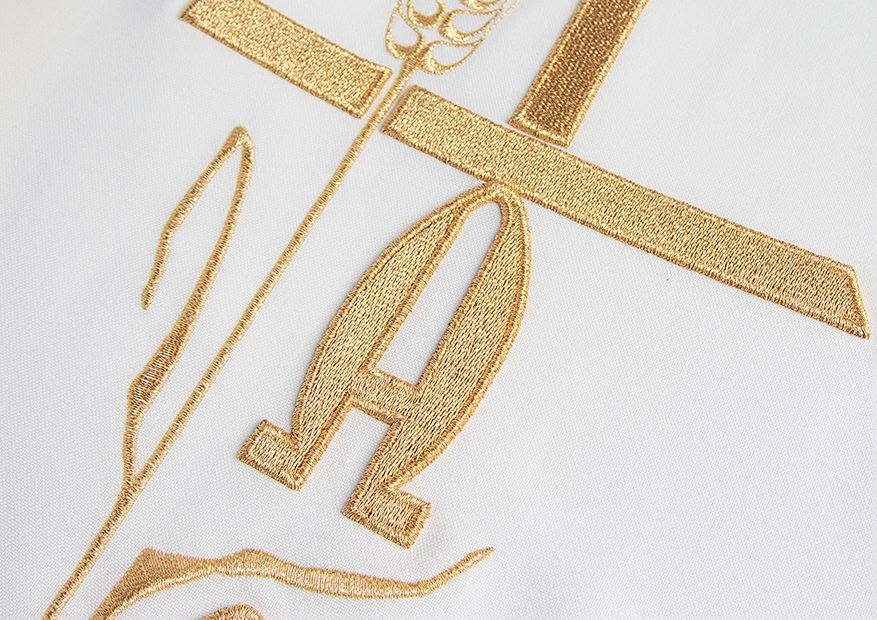 Ornat haftowany Alfa Omega- ecru (H6) - zdjęcie 3 - Ornat haftowany Alfa Omega- ecru (H6)