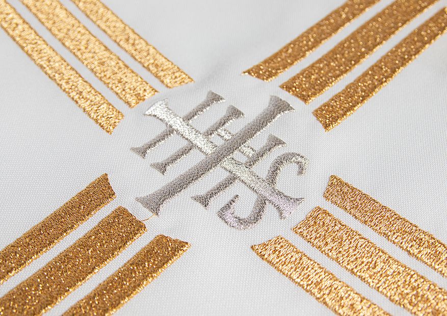 Ornat haftowany Krzyż z symbolem IHS- ecru (H7) - zdjęcie 3 - Ornat haftowany Krzyż z symbolem IHS- ecru (H7)