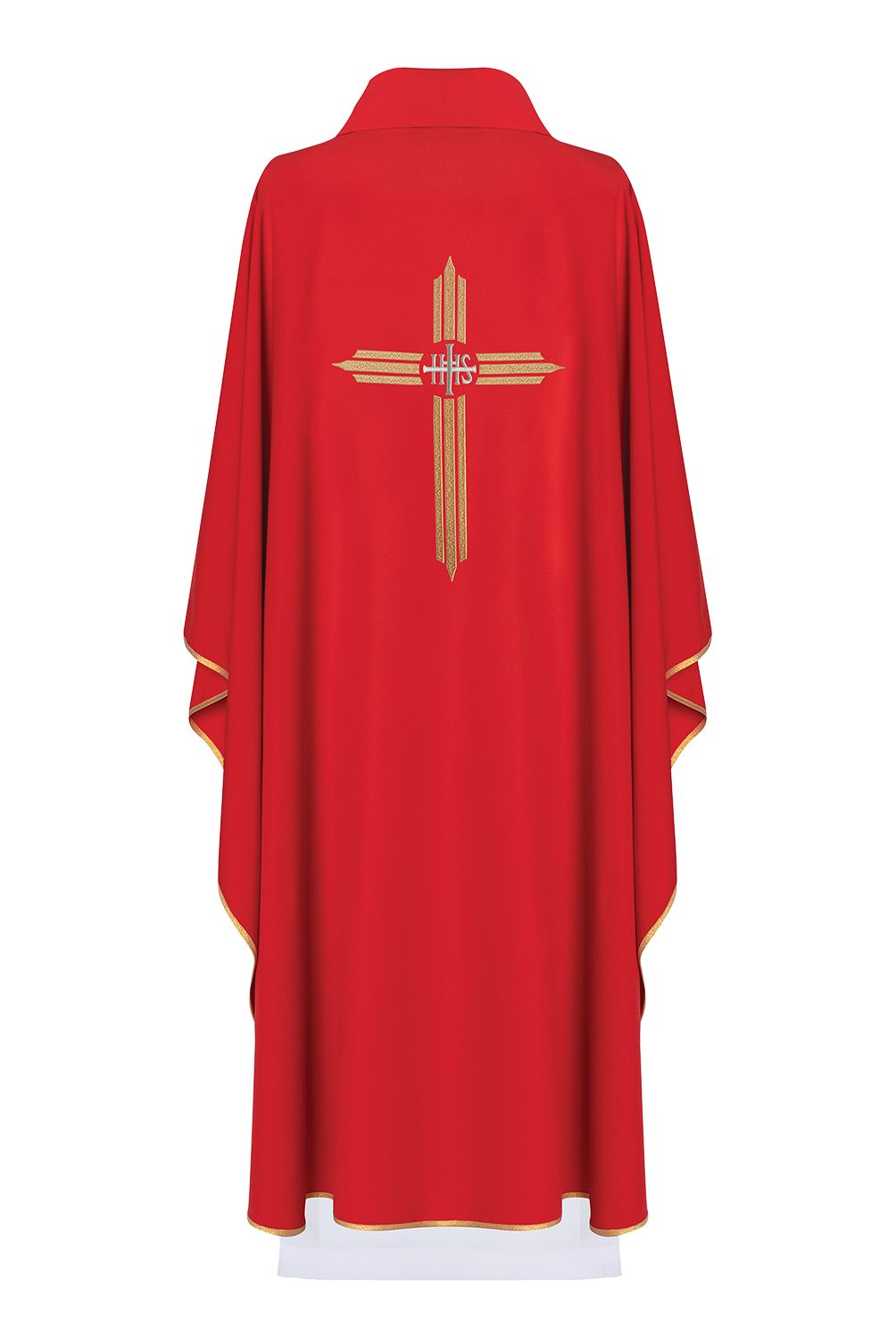 Ornat haftowany Krzyż z symbolem IHS- czerwony (H7) - zdjęcie 2 - Ornat haftowany Krzyż z symbolem IHS- czerwony (H7)