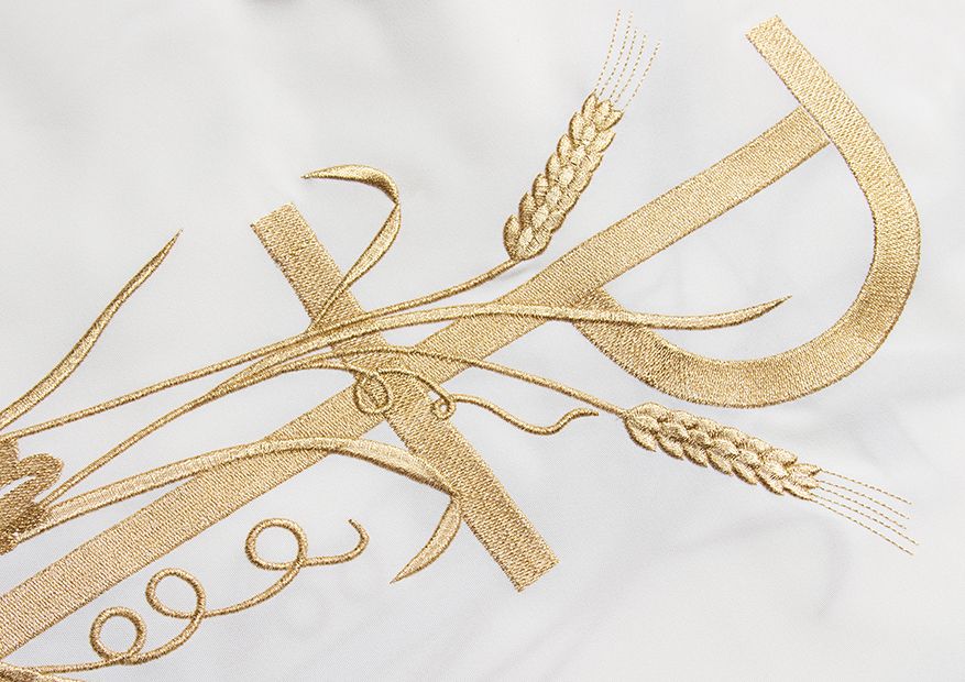 Ornat haftowany z ozdobnym haftem - ecru (H9) - zdjęcie 3 - Ornat haftowany z ozdobnym haftem - ecru (H9)