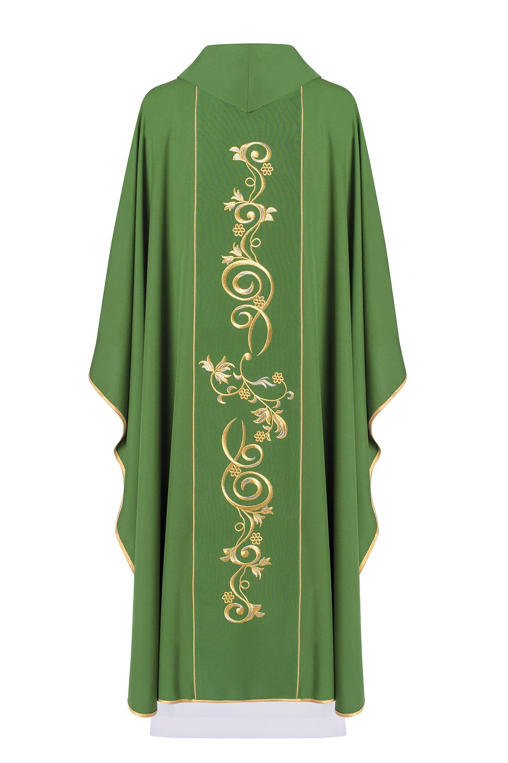 Ornat haftowany z symbolem IHS - zielony (H10) - zdjęcie 2 - Ornat haftowany z symbolem IHS - zielony (H10)