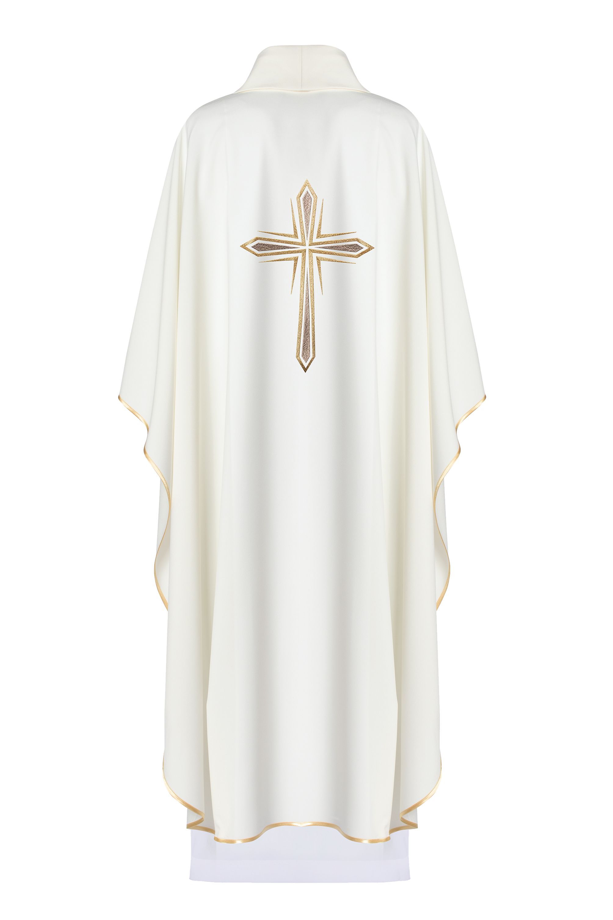 Ornat haftowany z symbolem krzyża - ecru (H11) - zdjęcie 2 - Ornat haftowany z symbolem krzyża - ecru (H11)