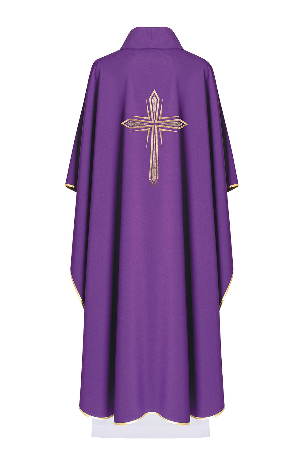 Ornat haftowany z symbolem krzyża - fioletowy (H11) - zdjęcie 2 - Ornat haftowany z symbolem krzyża - fioletowy (H11)