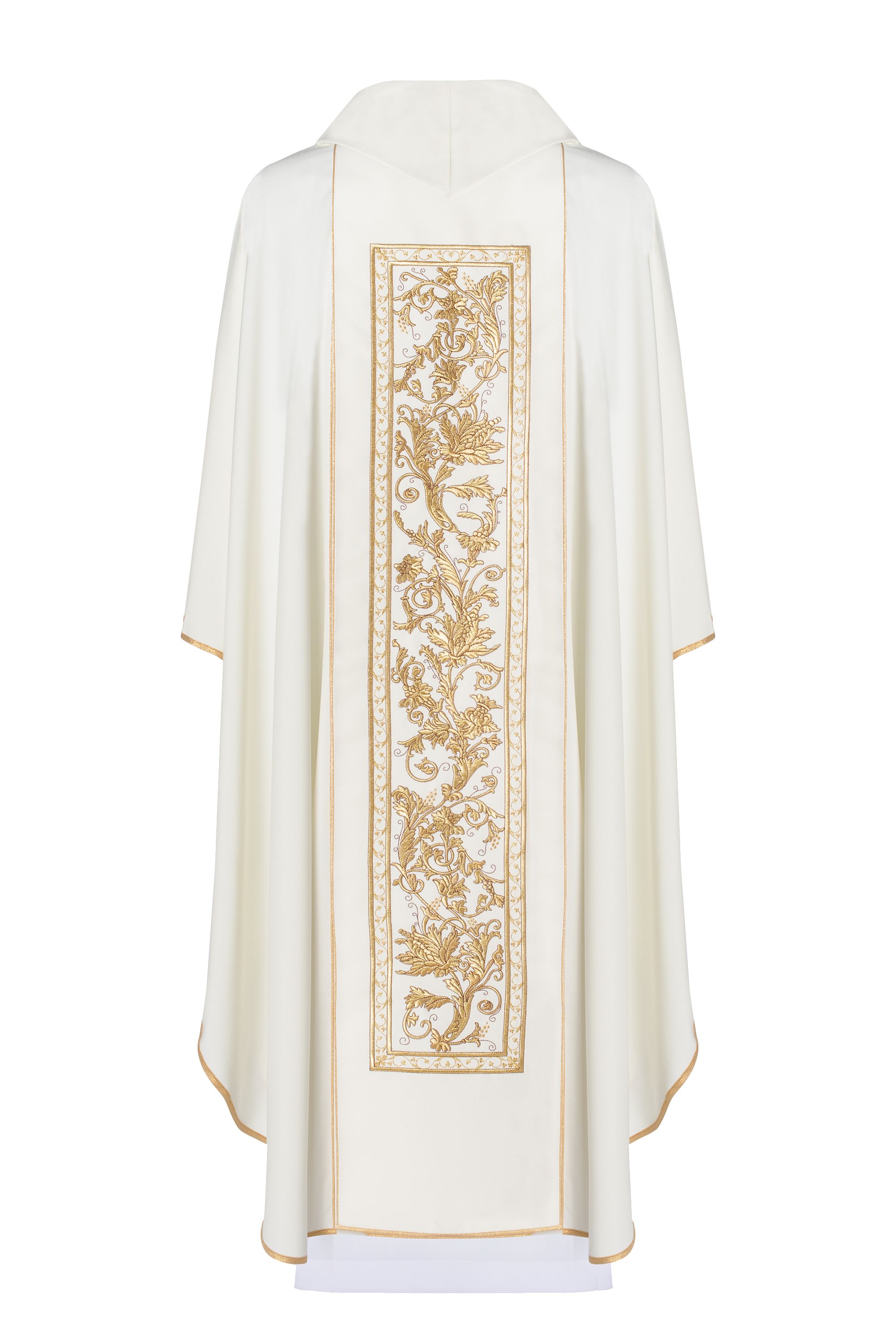 Ornat haftowany z symbolem kielicha eucharystycznego - ecru (H12) - zdjęcie 2 - Ornat haftowany z symbolem kielicha eucharystycznego - ecru (H12)