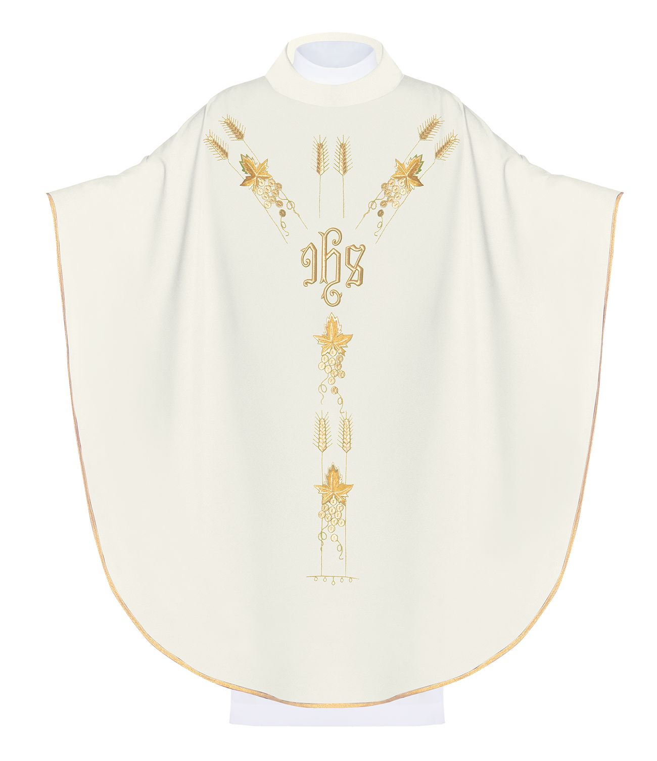 Ornat haftowany z symbolem IHS winogrona - ecru (H13)