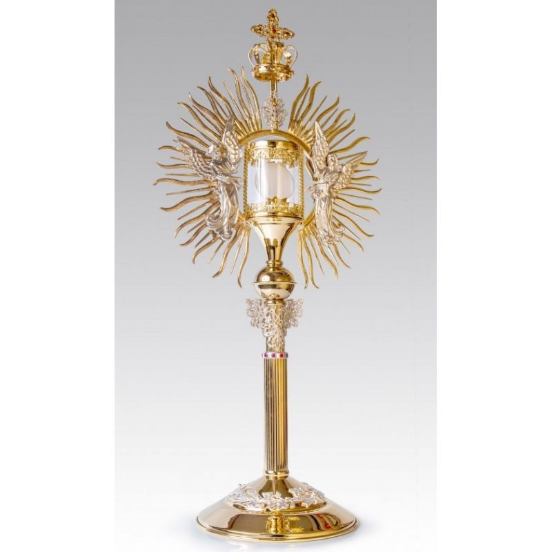 Monstrancja złocona z ozdobnymi elementami Aniołowie - 80 cm (S050) - Monstrancja złocona z ozdobnymi elementami Aniołowie - 80 cm (S050)
