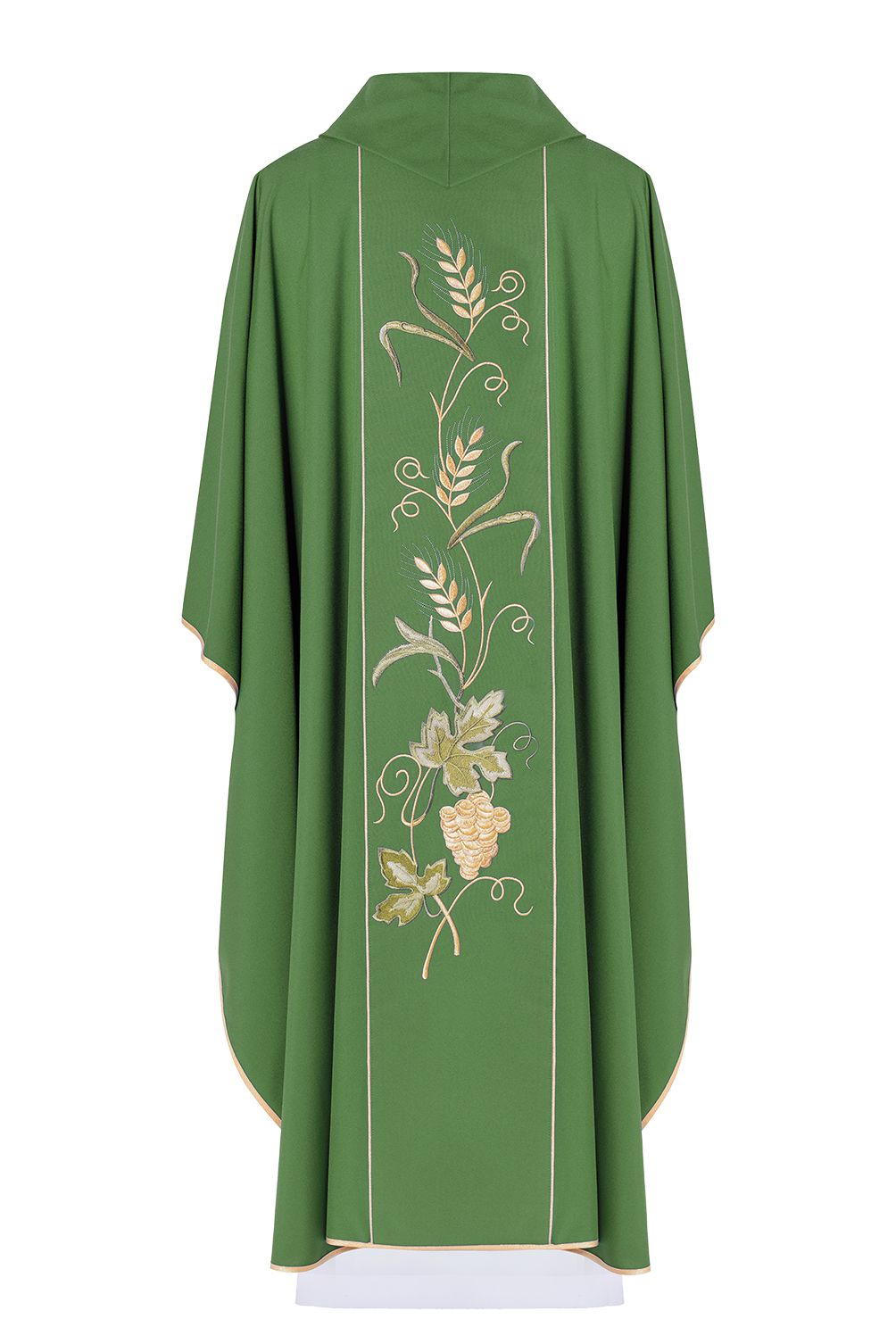 Ornat haftowany IHS, kłosy, winogrona - zielony (H23) - zdjęcie 2 - Ornat haftowany IHS, kłosy, winogrona - zielony (H23)